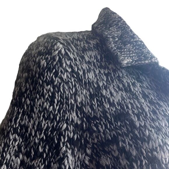 Pendleton Black Gray Marled Sweater Coat 3 Button Med Petite Wool Blend Grandma - Picture 4 of 11